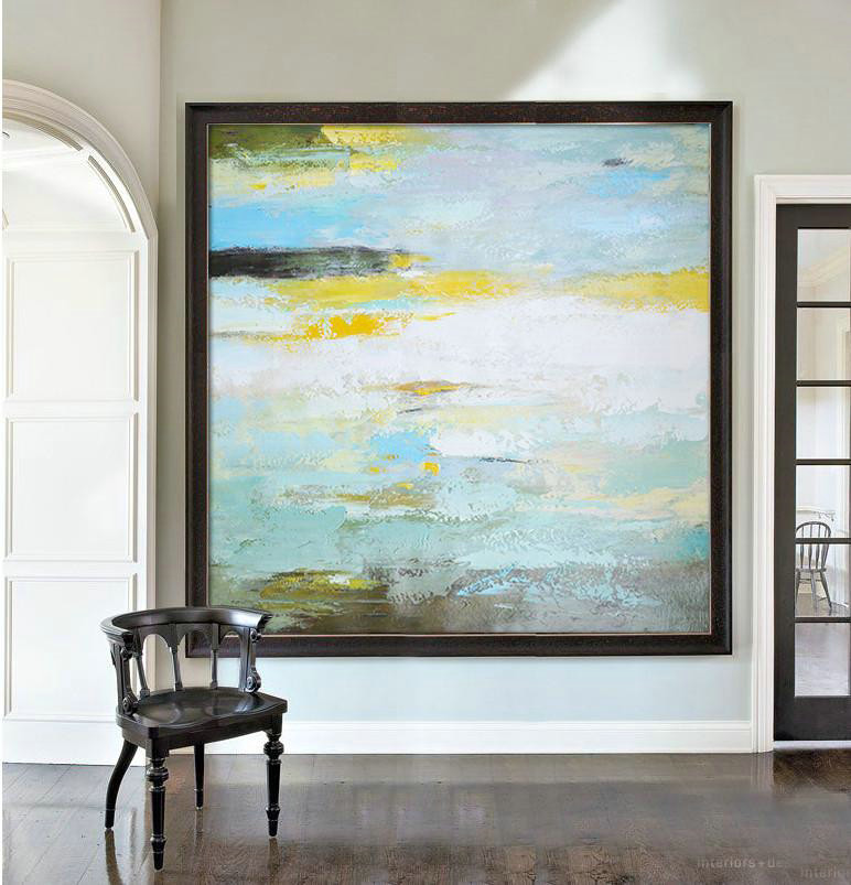Huge Abstract Painting On Canvas,Oversized Contemporary Art,Xl Large Canvas Art,White,Green,Yellow.etc